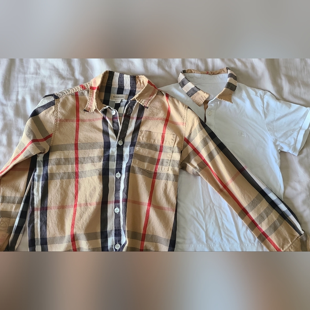 BOYS BURBERRY LONG SLEEVE AND SHIRT